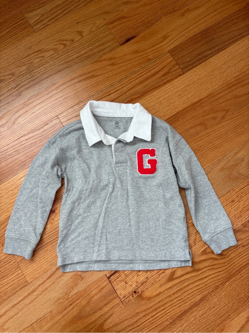 GAP Grey Polo with White Collar and Red 'G' Patch